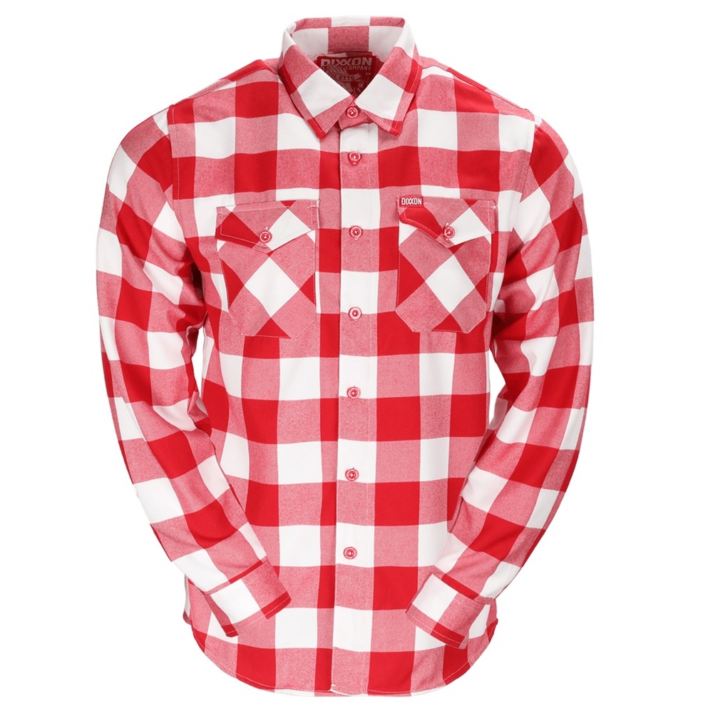 DIXXON Men's Red and White Plaid Shirt